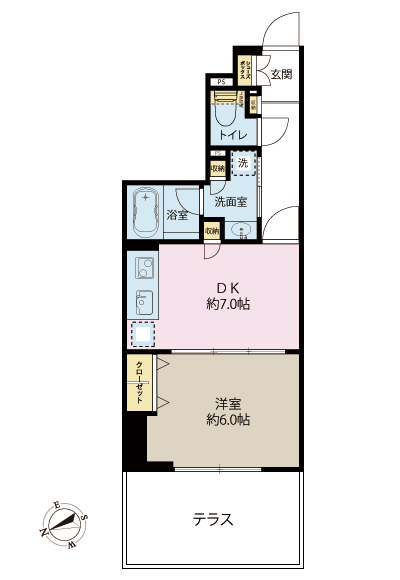 Aタイプ　1DK　居住専有面積36.01㎡