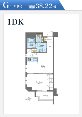 Gタイプ1DKの間取り